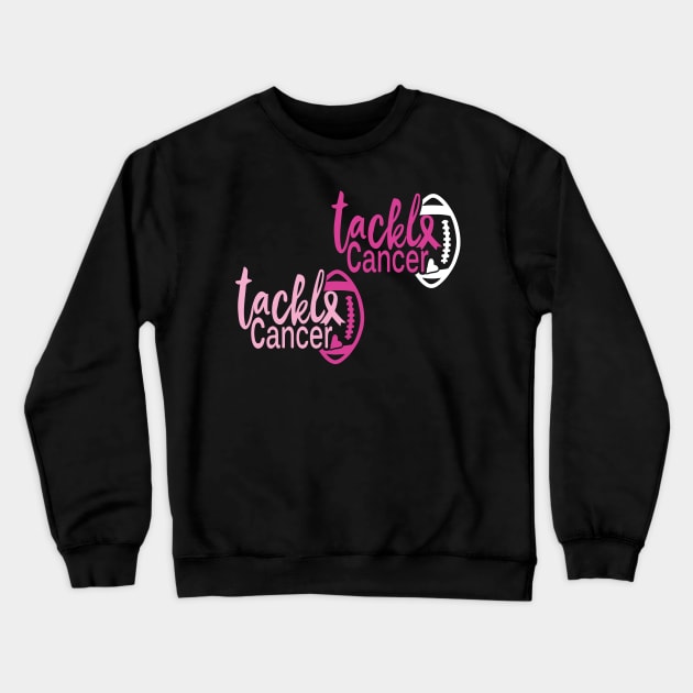 Breast Cancer Tackle Football Ribbon Crewneck Sweatshirt by busines_night